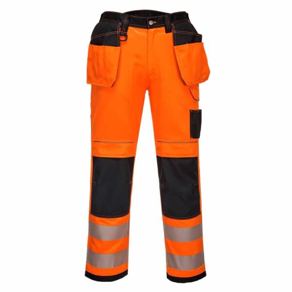 Mens Drawstring Reflective High Visibility Pants Road Work Wear Lightweight Multi-Pocket Sportwear Trouser 