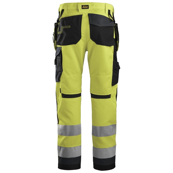 Snickers 6932 FlexiWork HighVis Work Trousers Holster Pockets CL2